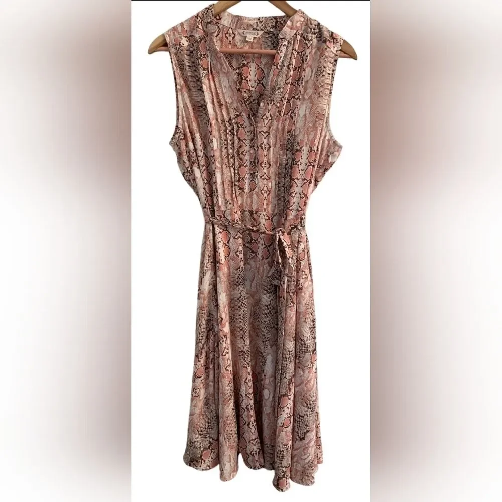 NEW Nanette Lepore DesignerSnakeskin Reptile Print Dress Sleeveless Pink Size 10_5